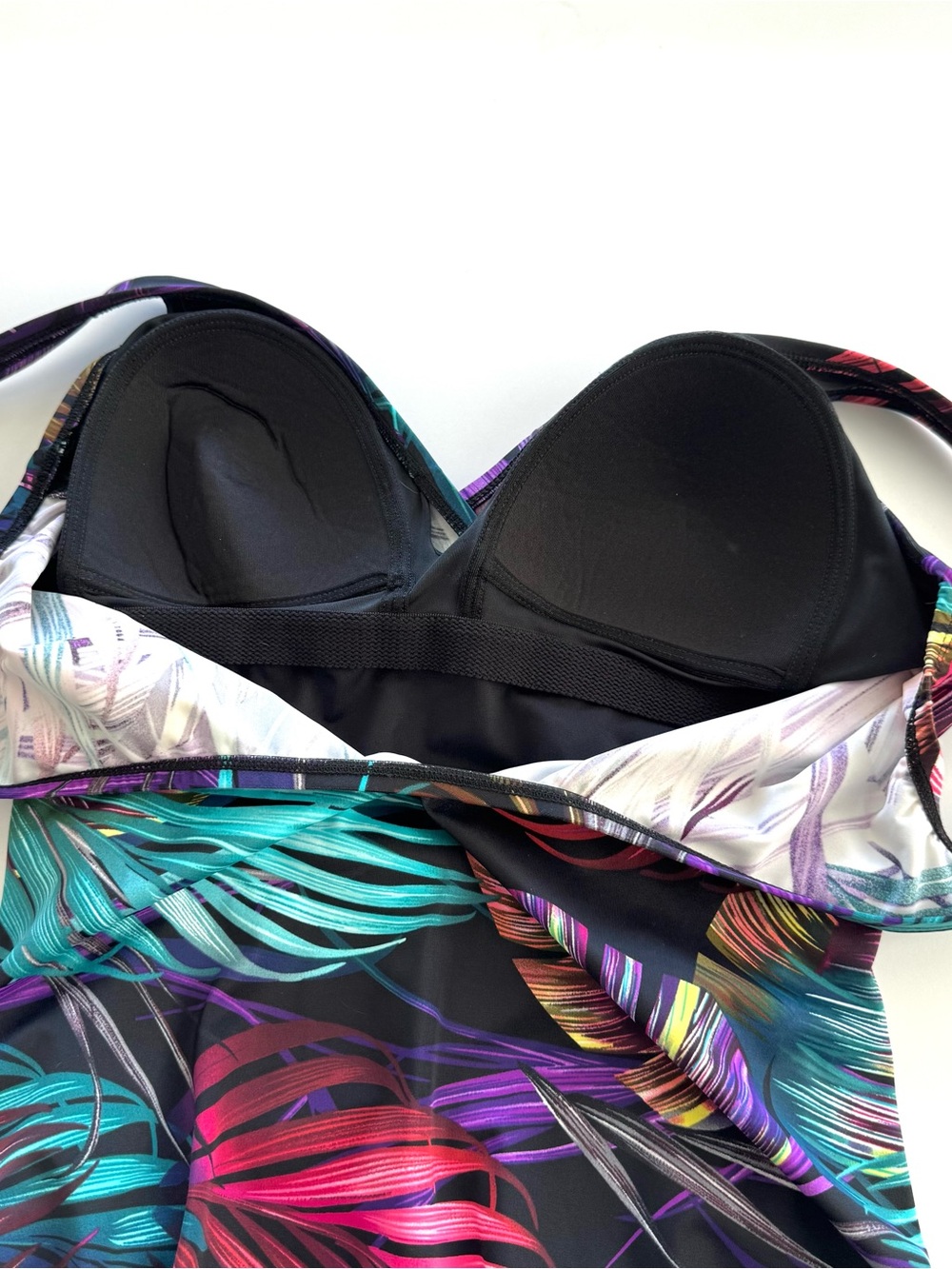 Miradonna by Miraclesuit Sz 12 One Piece Swimsuit Bahama Palms Tropical Leaves - Picture 6 of 11